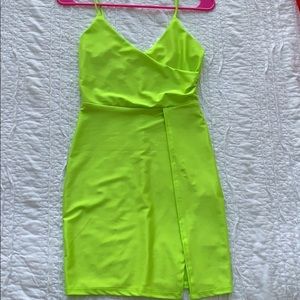 Fashion Nova neon green mini dress